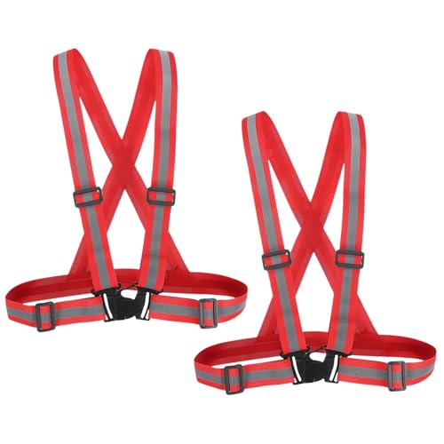 PATIKIL Reflective Safety Vest, Hi-Vis Safety Vests, Adjustable High Visibility Reflective Strips for Traffic Control - color: Red