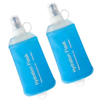 WILDREEDS 250ml Soft Flask, TPU Collapsible Soft Water Bottle for Hydration Pack, Running Vest, Folding Water Bottle for Hiking Cycling Climbing-2Pcs, Blue - color: 2pcs, 250ml Blue