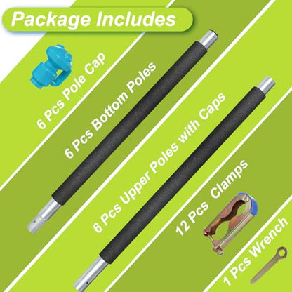 Universal Trampoline Poles Replacement Net Pole for Trampoline Leg Max 1.5" - style: 6 Sets Trampoline Poles