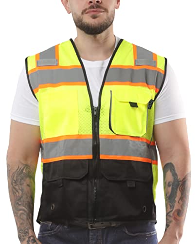 Kolossus High Visibility Safety Vest Front Pockets Silver Orange Reflective Tape for Men and Women Class 2 - size: X-Small