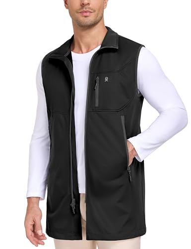 Little Donkey Andy Men's Lightweight Golf Vest Outerwear - color: Long Coat-black, size: X-Large
