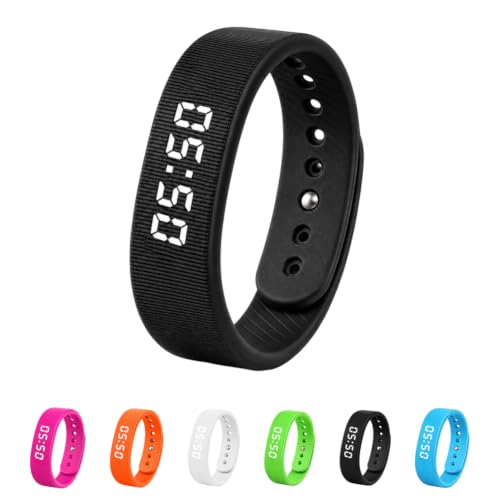 Vibrating Alarm Wristband Effective Alarm Clocks for Deep Sleepers Wake Band Wrist Watch Silent Deaf People Shock with Men Vibration Heavy Sleeps Wrist Bracelet Silent that Won't Wake - color: Black