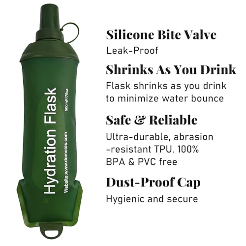 2Pcs 500ml Soft Flask, TPU Collapsible Soft Water Bottle for Hydration Pack, Running Vest, Leak-Proof Folding Water Bottle for Hiking Cycling Climbing Jogging- Green - color: 500ML Green