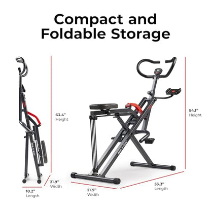 Sunny Health & Fitness Smart Heavy-Duty Row-N-Ride, Full-Body Squat Assist