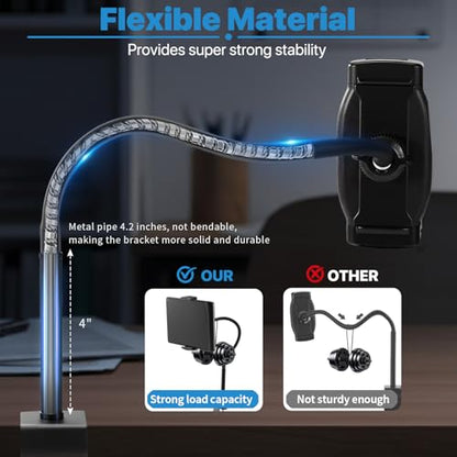 Tablet Stand Holder for Desk, Gooseneck iPad Holder Clamp Mount, 360° Adjustable Arm Mount for iPad mini/Air/Pro、Kindle Fire, Galaxy Tabs, All 4.7"-13.5" Tablets, for Work Meetings, Video, Kitchen