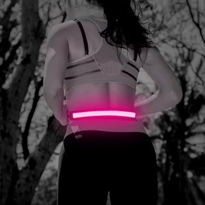 Illumifun LED Running Belt - USB Rechargeable Light Up Sash, High-Visibility Elastic Waistband Light for Running Cycling Hiking Camping Nighttime Activities - color: Pink