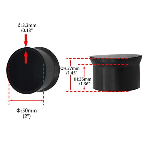 Flyshop Furniture Chair Leg Caps Round Black 4PCS 50mm 2" - style: Inner Diameter-50mm