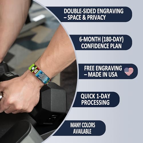 Divoti Custom Dual-Sided Engraved Silicone Medical Alert ID Wristband w/Security Clasp & Trim-to-Fit Band - Style - color: Concrete Gray / PVD Black / White, size: Band Width - 19mm