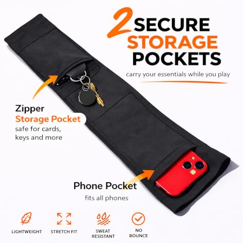 Arm Sleeve with Phone Pocket and Zipper Storage — Running Sleeve with Phone Holder for Men and Women, No-Bounce Compression Fit, Hands Free Workout Sleeve for Gym Sports and Outdoor Activities, Black