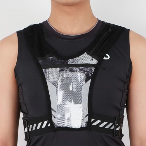 Reflective Running Vest with Phone Pocket and Cards Holder Bag for Men and Women Night Jogging Cycling Fitness - color: Black