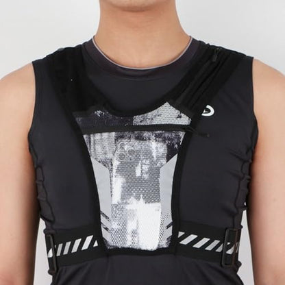 Reflective Running Vest with Phone Pocket and Cards Holder Bag for Men and Women Night Jogging Cycling Fitness - color: Black