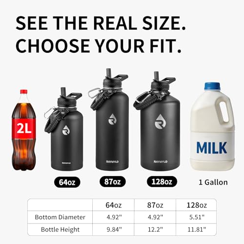 RAYMYLO Insulated Water Bottle 87 oz, Triple Wall Vacuum Stainless Steel - color: Dark Gray, size: 87 Ounces