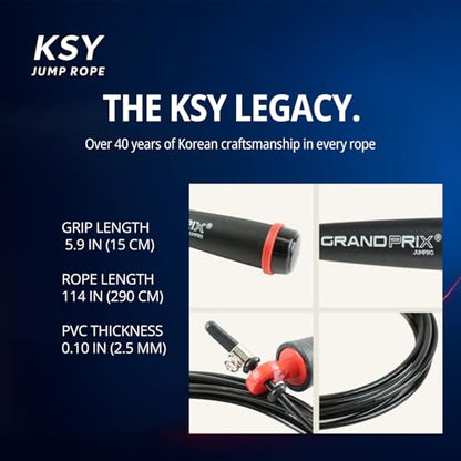 Jump Rope for Men and Women (Grand Prix Ultra Speed Series) – Adjustable Wire Rope for CrossFit, Boxing, and Fitness Training – Smooth, Fast, Tangle-Free Rotation (Made in Korea) - color: Black/Mint