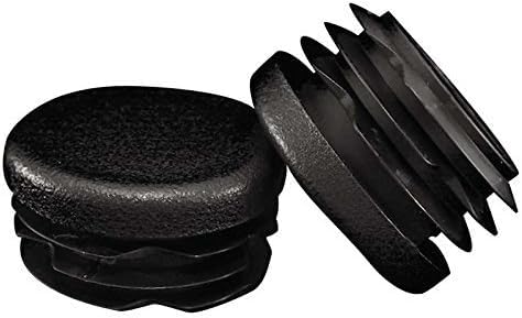 Prescott Plastics 1 1/4” (31.75mm) Outer Diameter Ribbed Plastic Hole Plugs, Round Black Metal Tubing End Caps, Strong Furniture Leg Inserts, Impact & Weather Resistant, Made in the USA - 50 Pack - color: 50 Pack, size: 1.25"