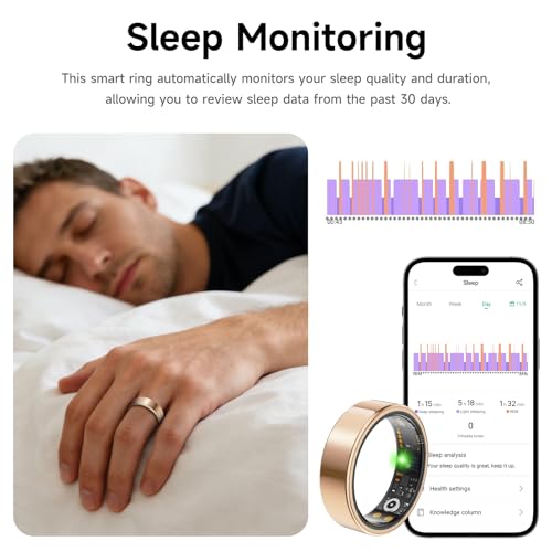 Smart Ring for Women Men, Health Tracker, Fitness Ring (Rose Gold, 9#) - color: Rose Gold, size: 9#
