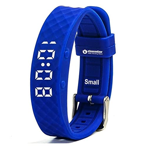 VB80 12 Alarm Vibrating Watch, Silent Vibration Shake Wake ADHD Medication Reminder - color: Blue-Small