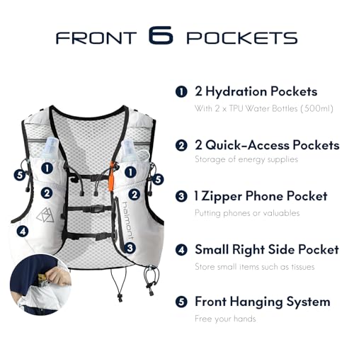 Haimont 10L Trail Running Hydration Vest with Soft Flasks - color: White, size: Medium