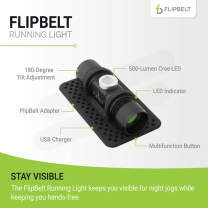 FlipBelt Night Running Light Waist Lamp | USA Company | USB Rechargeable, 500 Lumens, Waterproof, Adjustable Brightness | White LED Lights for Runners