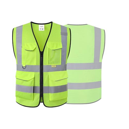 Reflective Safety Vest for Men Women with Pockets,Meets ANSI/ISEA - color: Yellow, size: Medium