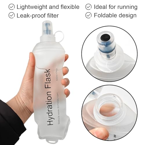 WILDREEDS 500ml Soft Flask, TPU Collapsible Soft Water Bottle for Hydration Pack, Running Vest, Folding Water Bottle for Hiking Cycling Climbing-1Pcs, White - color: 500ml White