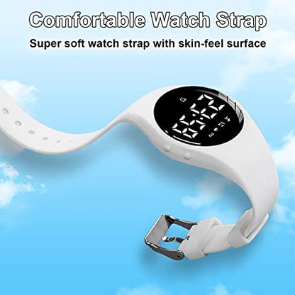 Kids Pedometer Fitness Watch Without App/Bluetooth, Rechargeable Sports Watch with 21-Day Battery Life, IP68 Waterproof Watch with Alarm Clock Timer Step/Distance/Calorie Counter for Kid Boys Girls - color: White