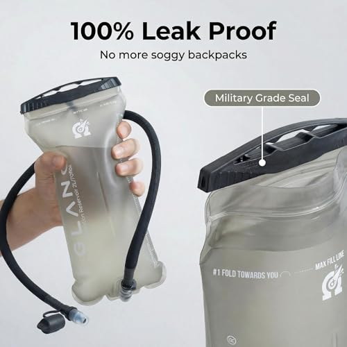 GLANC Hydration Bladder - 2L Water Bladder with Cleaning Kit for Outdoor Hiking Backpack, BPA Free Leakproof Water Reservoir for Hydration Pack, Insulated Hose & High Flow Bite Valve - color: Light gray (Cleaning Kit)