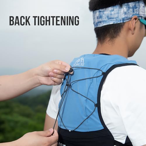 AWKSPORTS 5L Running Hydration Vest Backpack for Men Women, Adjustable & Lightweight, Front & Back Pockets for Essential Storage - style: Blue with 2*500ml Flask