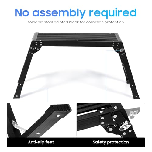 LEADALLWAY Aluminum Work Platform Step Ladder, Black - color: Black