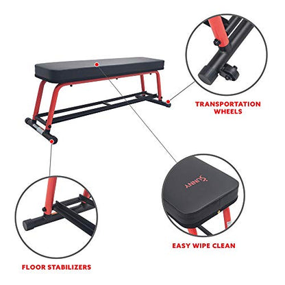 Sunny Health & Fitness Heavy-Duty Weight Bench for Home Gym Training - color: 2. Red