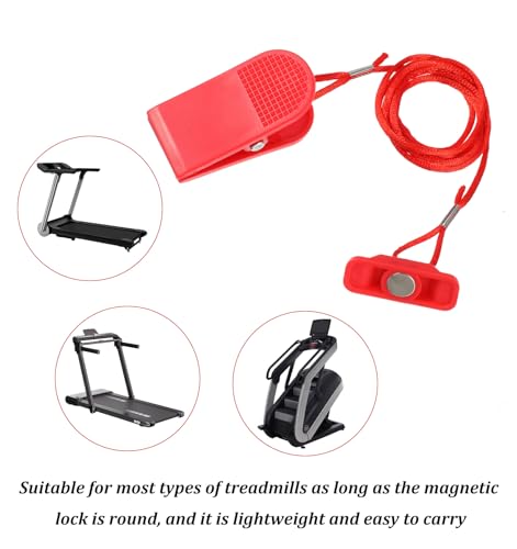 Treadmill Safety Key Replacement, Treadmill Key Running Machine Switch Rectangle Emergency Stop Lock for Most Treadmills Accessories (Red)