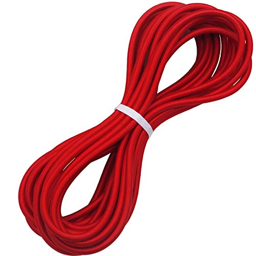 1/4" Elastic Bungee Shock Cords, 25 Feet Marine Grade Kayak Heavy Stretch String Rope & Tie Down Trailer Straps for DIY Projects Red - color: Red, size: 1/4" x 25'