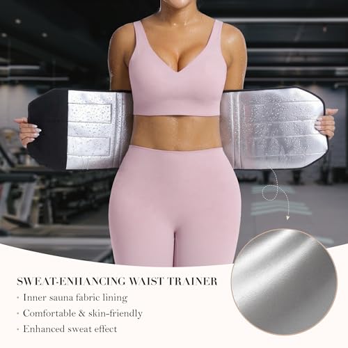 YIANNA Waist Trainer Sauna Sweat Waist Cincher Tummy Control Body Shaper - color: Full Rose, size: X-Large