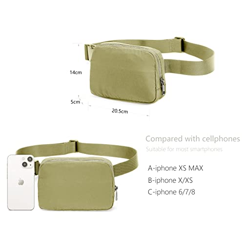 Fanny Belt Bag Waist Pack Crossbody Bags Bum Bag for Running Hiking Travel Workout Adjustable Strap for Women-Khaki green - color: Khaki green