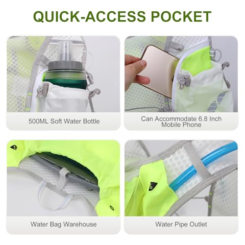 IX INOXTO Running Vest Hydration Backpack, Lightweight Running Backpack Hydration Pack with 1.6L Water Bladder Daypack for Trail Running Hiking Cycling Race Marathon for Women Men - color: Green