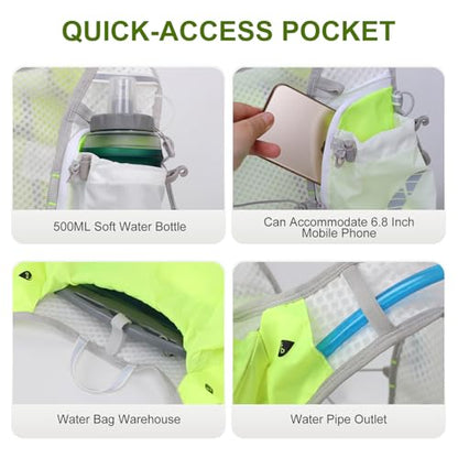 IX INOXTO Running Vest Hydration Backpack, Lightweight Running Backpack Hydration Pack with 1.6L Water Bladder Daypack for Trail Running Hiking Cycling Race Marathon for Women Men - color: Green