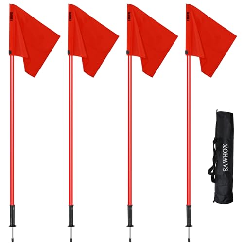 Soccer Corner Flags Set with Carry Bag, Red Corner Flags for Soccer Fields, 60" Reinforced ABS Poles for Match Training & Agility Drills (4 Pack)