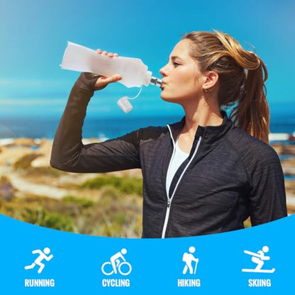 WRELS TPU Collapsible Soft Flask,Lightweight PBA Free Folding Running Water Bottles,Leakproof Durable Hydration Flask for Outdoors (250ml/8.45oz-2 Packs-White) - color: 250ml/8.45oz-2 Packs-White