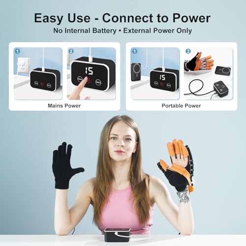 Rehabilitation Robot Gloves Finger Exerciser Stroke Hand Function Left - color: L-black, size: Large