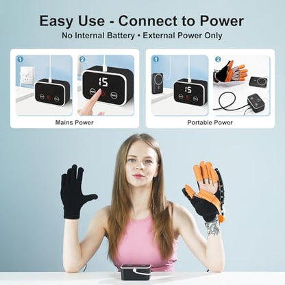 Rehabilitation Robot Gloves Finger Exerciser Stroke Hand Function Left - color: L-black, size: Large