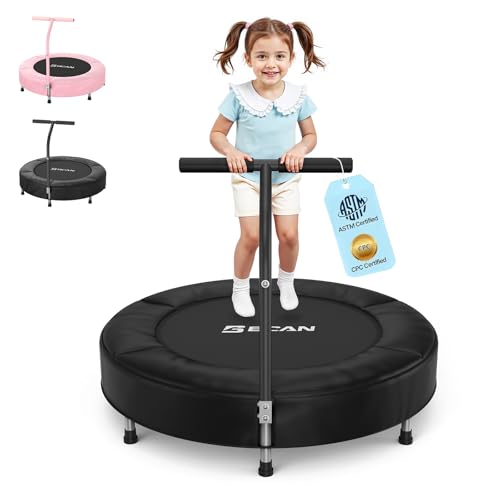 BCAN SP1 36'' Kids Toddler Trampoline Indoor, Foam Handle | FED Fitness - color: Black-Classic