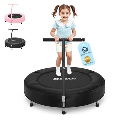 BCAN SP1 36'' Kids Toddler Trampoline Indoor, Foam Handle | FED Fitness - color: Black-Classic