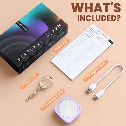 Elecpow Personal Safety Alarm for Women, MissCubie Keychain and High Visibility Reflective Running Gear with USB Charging Line Alarm and 3 Color LED Running Lights for Runners Safety - color: keychain（Purple）