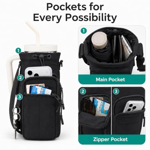 Water Bottle Carrier Bag - color: Black