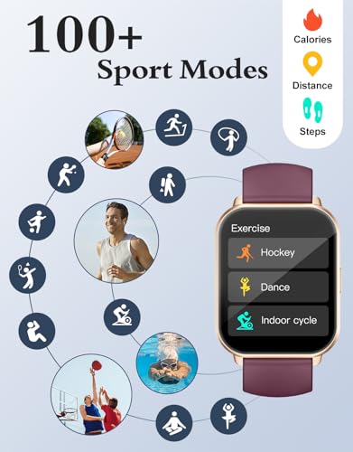 RUIMEN Smart Watches for Women (Answer/Make Call, 2 Bands), 1.8", Purple - color: Purple