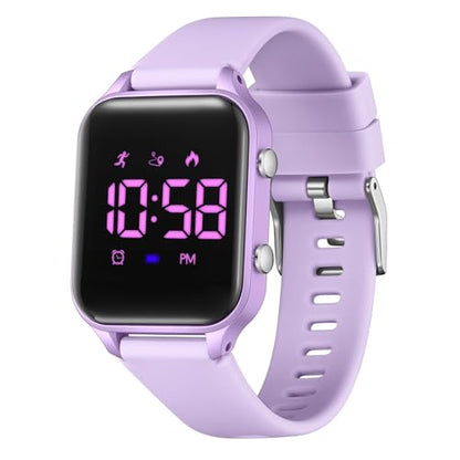 Kids Digital Watches for Boys Girls, Sports Watch with Fitness Tracker, Pedometer, Alarm Clocks, Stopwatch, No App Needed Waterproof Kids Watch, Gift for Teens Student Girls Boys Ages 5-14 - color: L6615E-Purple