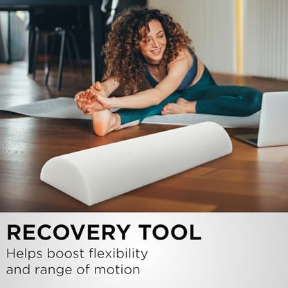 THERABAND Pro Foam Roller, Half Round, 6" x 36", Deep Tissue Massage, White - size: 6" x 36" - Half- Round