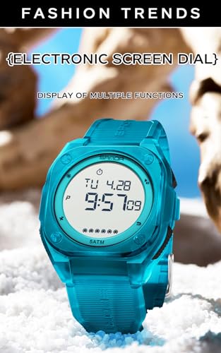 FANMIS Men's Digital Sports Watch Big Face Stopwatch Outdoor Rubber Strap - color: Turquoise Blue