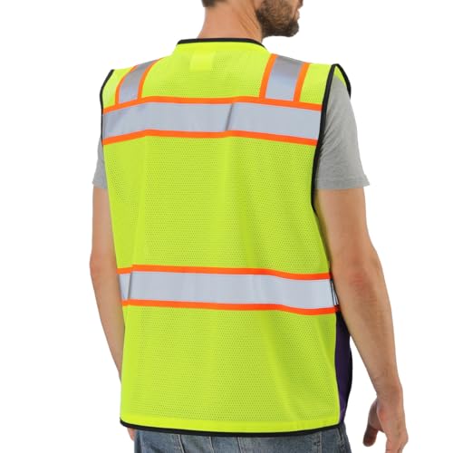 Dib Safety Reflective Safety Vest Made with 3M Tape, Yellow and Purple L - color: Yellow & Purple, size: Large