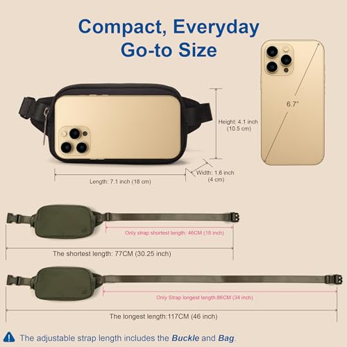Pander Mini Belt Bag – Ultra Compact, Fits 6.7” Phone, Lipstick, Earbuds, Essentials, Small Crossbody Waist Purse, White Opal - color: White Opal