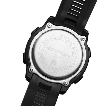 FANMIS Men's Digital Outdoor Sports Watch Pedometer Watch Water Resistant - color: Black